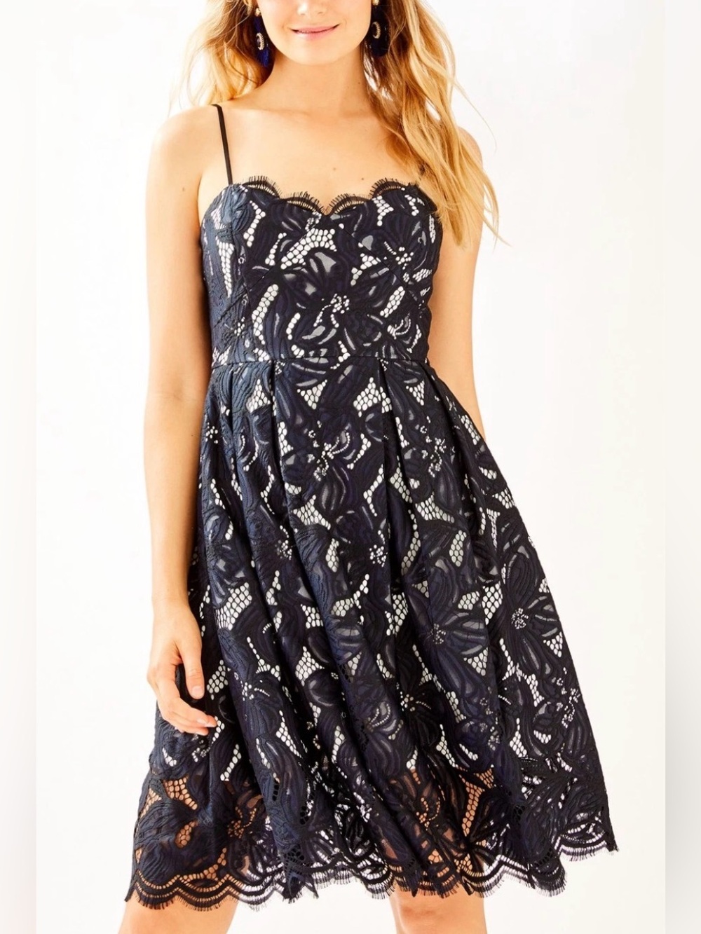Lilly Pulitzer Camilla Lace Dress Black Adjustable Straps size 00